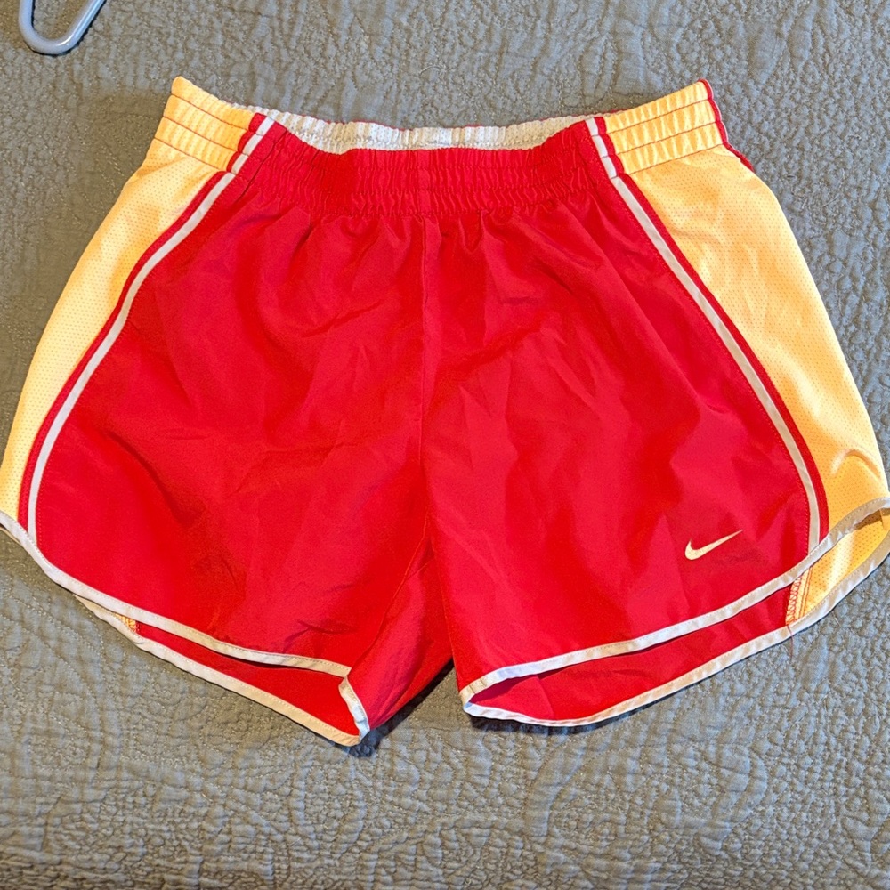 Nike Women's Athletic Shorts in Red and Yellow